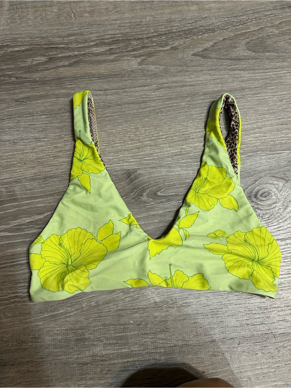 acacia swimwear Lime Green Floral Bikini Top